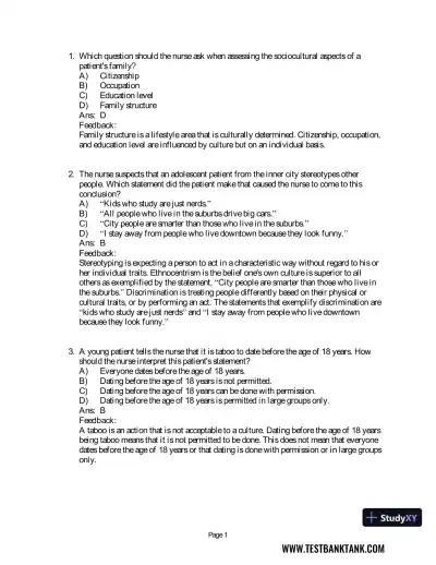 Maternal & Child Health Nursing: Care of the Childbearing & Childrearing Family 8th Edition Test Bank - Page 17 preview image