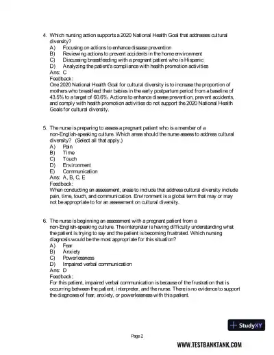 Maternal & Child Health Nursing: Care of the Childbearing & Childrearing Family 8th Edition Test Bank - Page 18 preview image