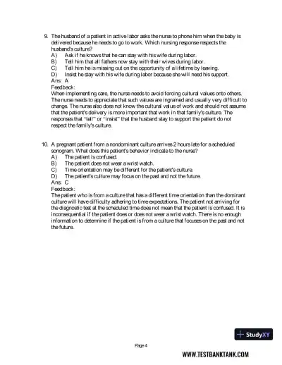 Maternal & Child Health Nursing: Care of the Childbearing & Childrearing Family 8th Edition Test Bank - Page 20 preview image