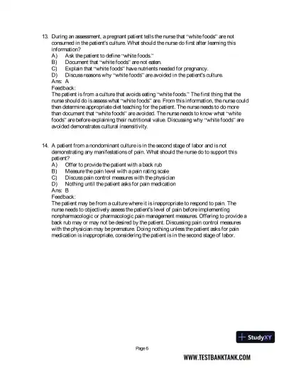 Maternal & Child Health Nursing: Care of the Childbearing & Childrearing Family 8th Edition Test Bank - Page 22 preview image