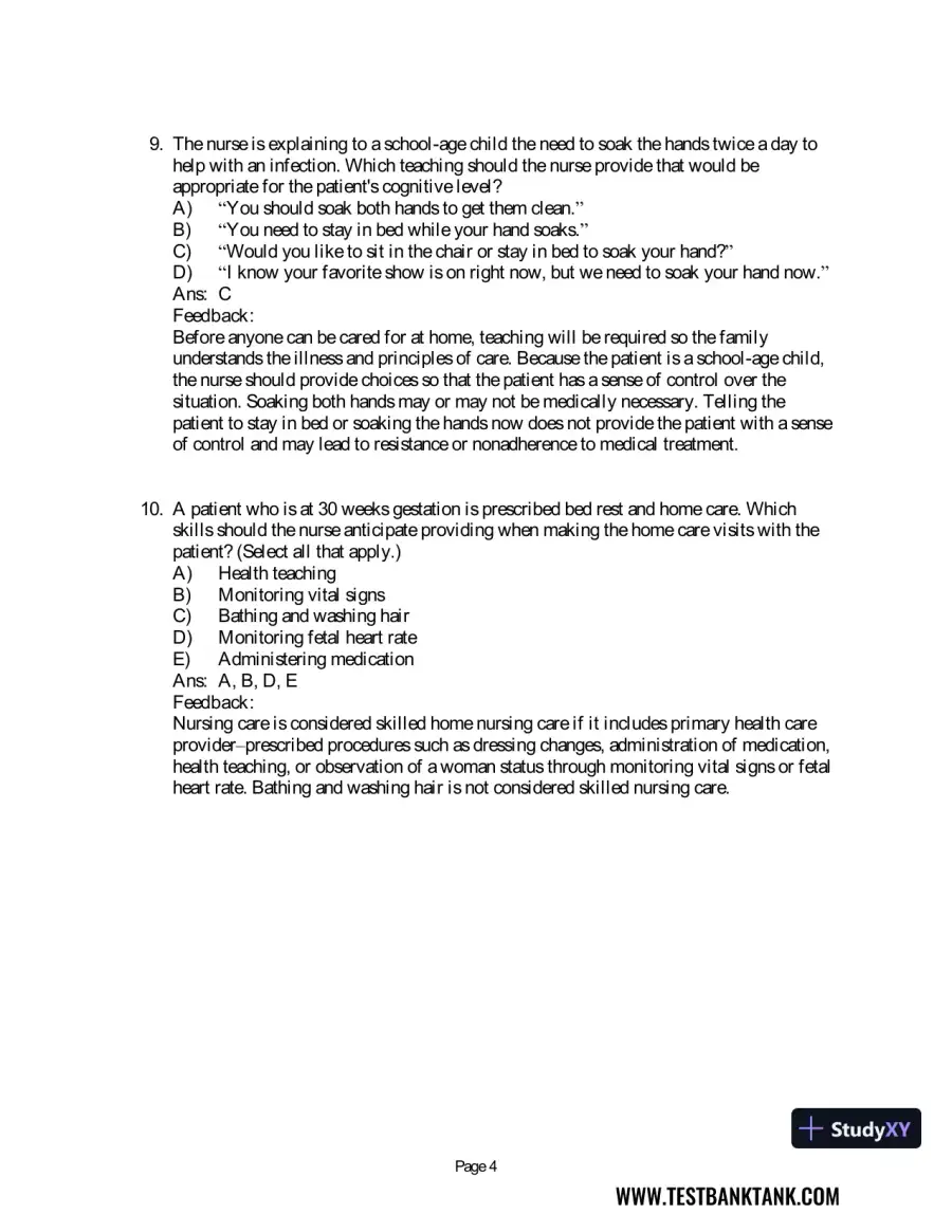 Maternal & Child Health Nursing: Care of the Childbearing & Childrearing Family 8th Edition Test Bank, page 27