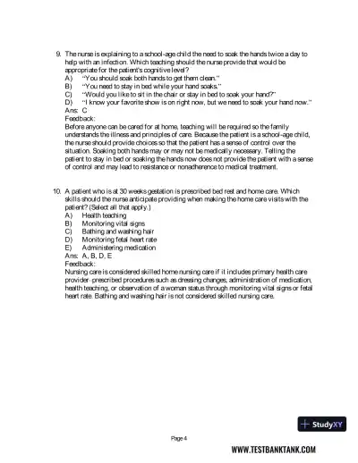 Maternal & Child Health Nursing: Care of the Childbearing & Childrearing Family 8th Edition Test Bank - Page 27 preview image