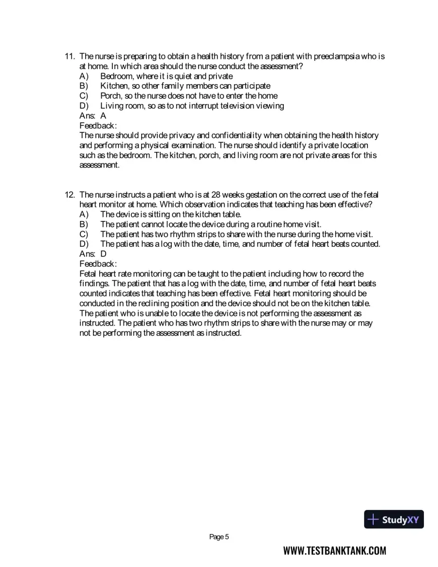 Maternal & Child Health Nursing: Care of the Childbearing & Childrearing Family 8th Edition Test Bank, page 28