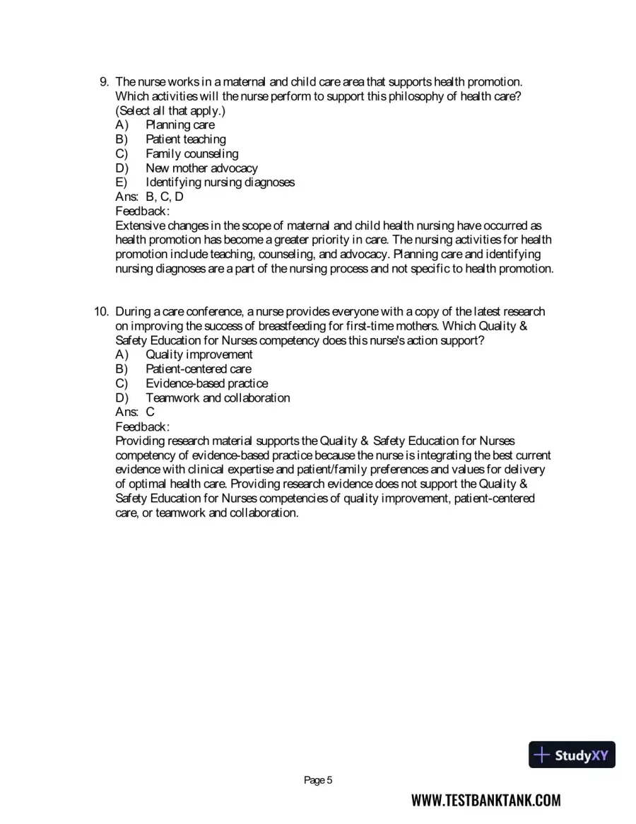 Maternal & Child Health Nursing: Care of the Childbearing & Childrearing Family 8th Edition Test Bank, page 6