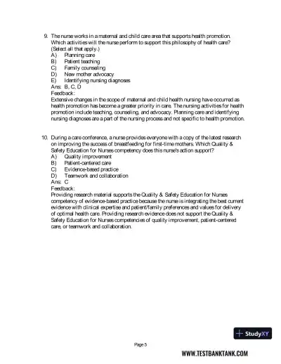 Maternal & Child Health Nursing: Care of the Childbearing & Childrearing Family 8th Edition Test Bank - Page 6 preview image