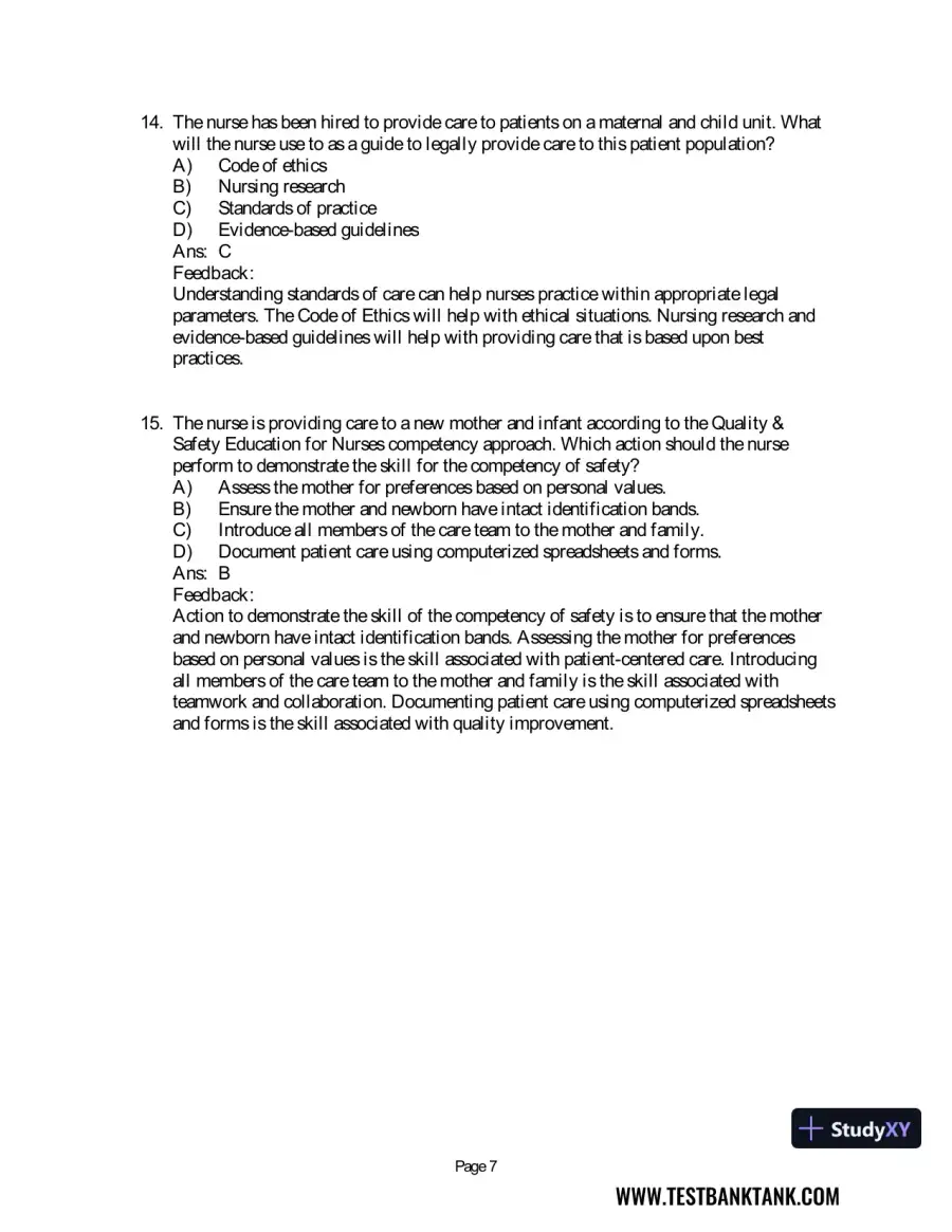 Maternal & Child Health Nursing: Care of the Childbearing & Childrearing Family 8th Edition Test Bank, page 8
