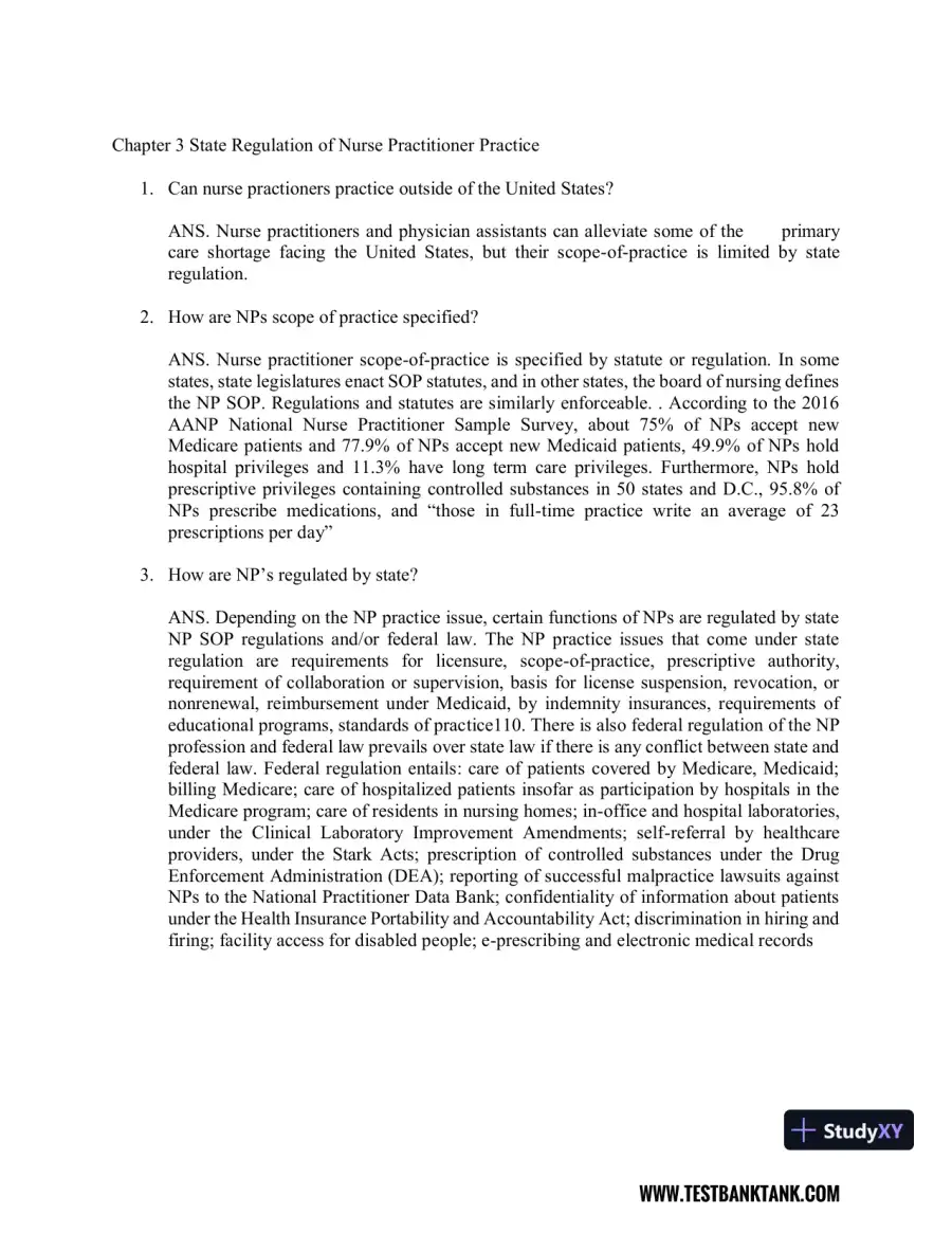 Nurse Practitioner's Business Practice and Legal Guide 6th Edition Test Bank, page 6