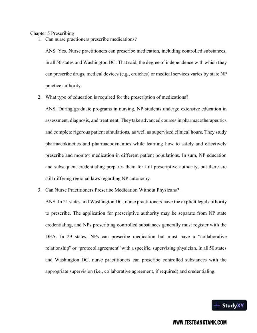 Nurse Practitioner's Business Practice and Legal Guide 6th Edition Test Bank, page 8