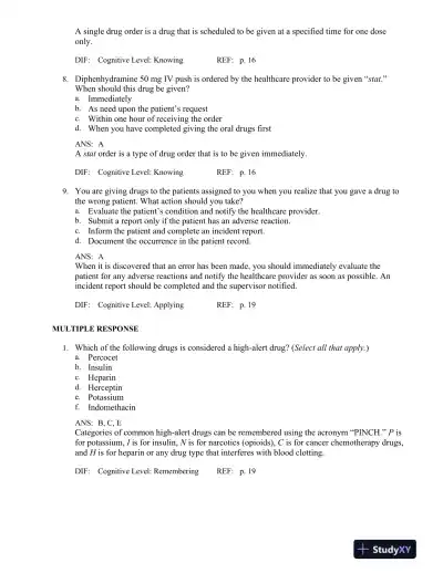 Introduction to Clinical Pharmacology 9th Edition Test Bank - Page 10 preview image
