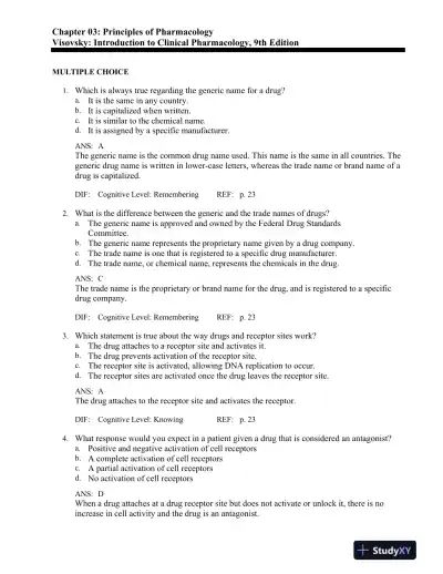 Introduction to Clinical Pharmacology 9th Edition Test Bank - Page 13 preview image