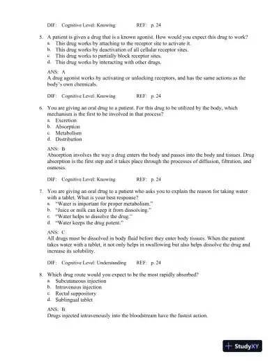 Introduction to Clinical Pharmacology 9th Edition Test Bank - Page 14 preview image