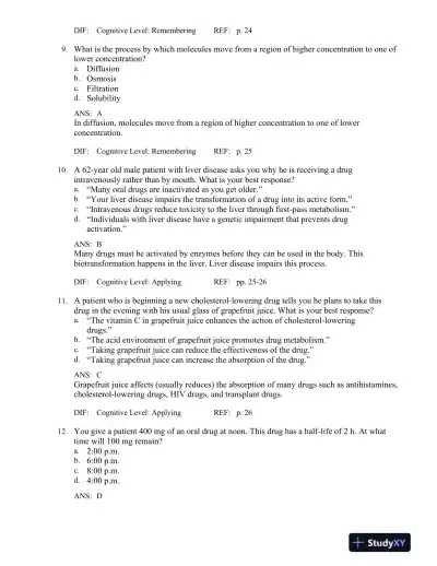 Introduction to Clinical Pharmacology 9th Edition Test Bank - Page 15 preview image