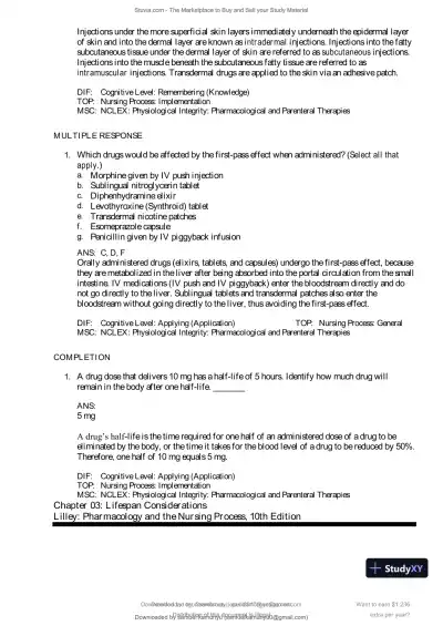 Test Bank for Pharmacology and the Nursing Process, 10th Edition (Chapters 1-57) - Page 10 preview image