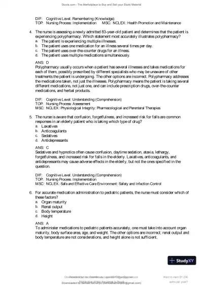 Test Bank for Pharmacology and the Nursing Process, 10th Edition (Chapters 1-57) - Page 12 preview image