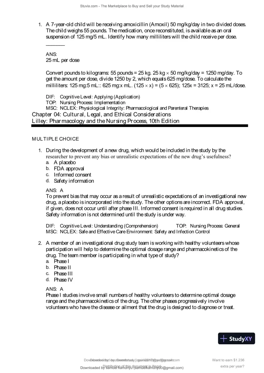 Test Bank for Pharmacology and the Nursing Process, 10th Edition (Chapters 1-57), page 16