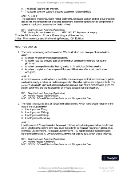 Test Bank for Pharmacology and the Nursing Process, 10th Edition (Chapters 1-57) - Page 21 preview image