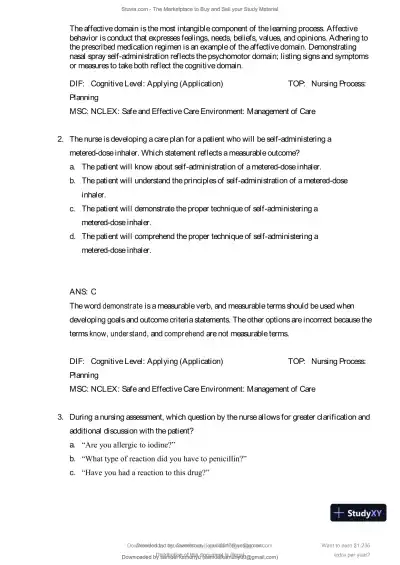 Test Bank for Pharmacology and the Nursing Process, 10th Edition (Chapters 1-57) - Page 25 preview image