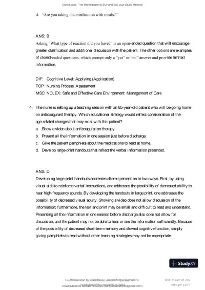 Test Bank for Pharmacology and the Nursing Process, 10th Edition (Chapters 1-57) - Page 26 preview image