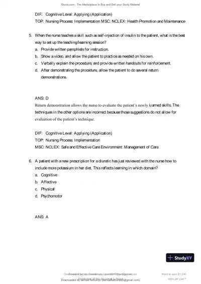 Test Bank for Pharmacology and the Nursing Process, 10th Edition (Chapters 1-57) - Page 27 preview image