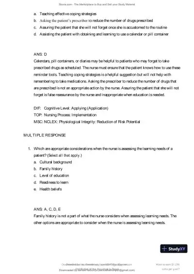 Test Bank for Pharmacology and the Nursing Process, 10th Edition (Chapters 1-57) - Page 29 preview image