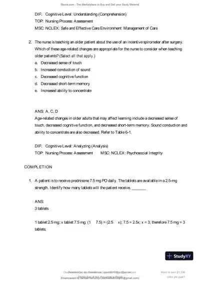 Test Bank for Pharmacology and the Nursing Process, 10th Edition (Chapters 1-57) - Page 30 preview image