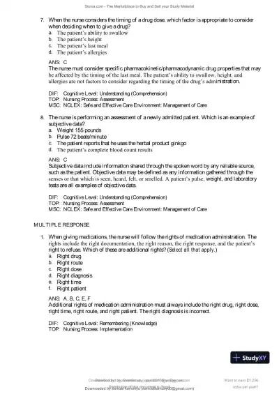 Test Bank for Pharmacology and the Nursing Process, 10th Edition (Chapters 1-57) - Page 4 preview image
