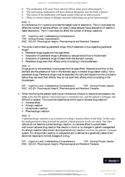 Test Bank for Pharmacology and the Nursing Process, 10th Edition (Chapters 1-57) - Page 6 preview image
