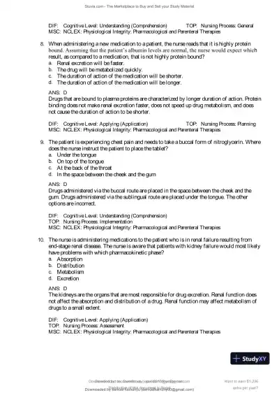Test Bank for Pharmacology and the Nursing Process, 10th Edition (Chapters 1-57) - Page 8 preview image