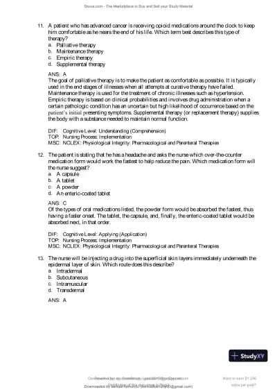 Test Bank for Pharmacology and the Nursing Process, 10th Edition (Chapters 1-57) - Page 9 preview image