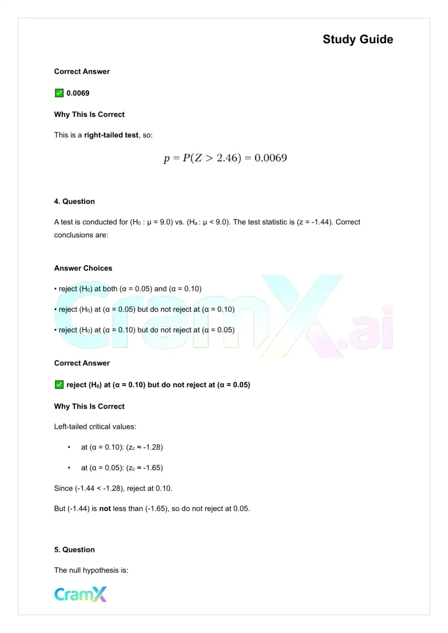 Statistics - Univariate Inferential Tests, page 10