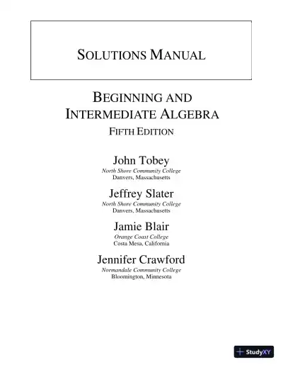 Solution Manual for Beginning and Intermediate Algebra, 5th Edition - Page 1 preview image