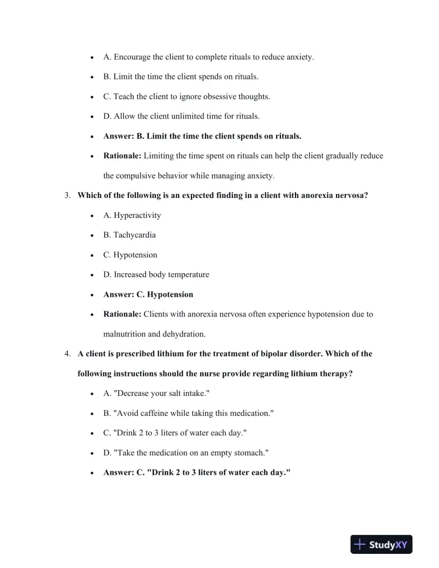 2023 ATI PN Mental Health Practice Exam With Answers (43 Solved Questions), page 7