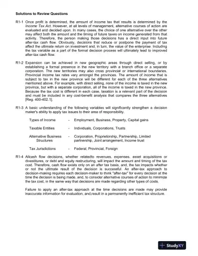 Canadian Income Taxation 2017/, 2017/, 2017/2018 Edition Solution Manual - Page 3 preview image