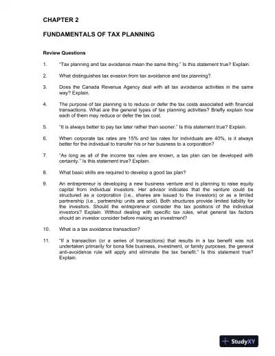 Canadian Income Taxation 2017/, 2017/, 2017/2018 Edition Solution Manual - Page 4 preview image