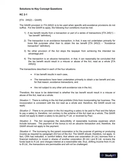 Canadian Income Taxation 2017/, 2017/, 2017/2018 Edition Solution Manual - Page 8 preview image
