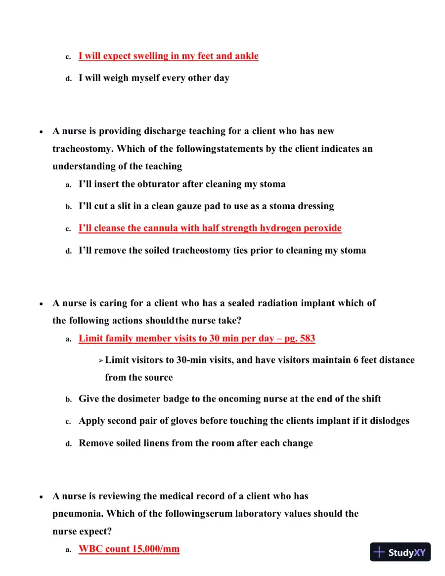 2019 ATI RN Medsurg Proctored Exam with Answers (66 Solved Questions), page 5