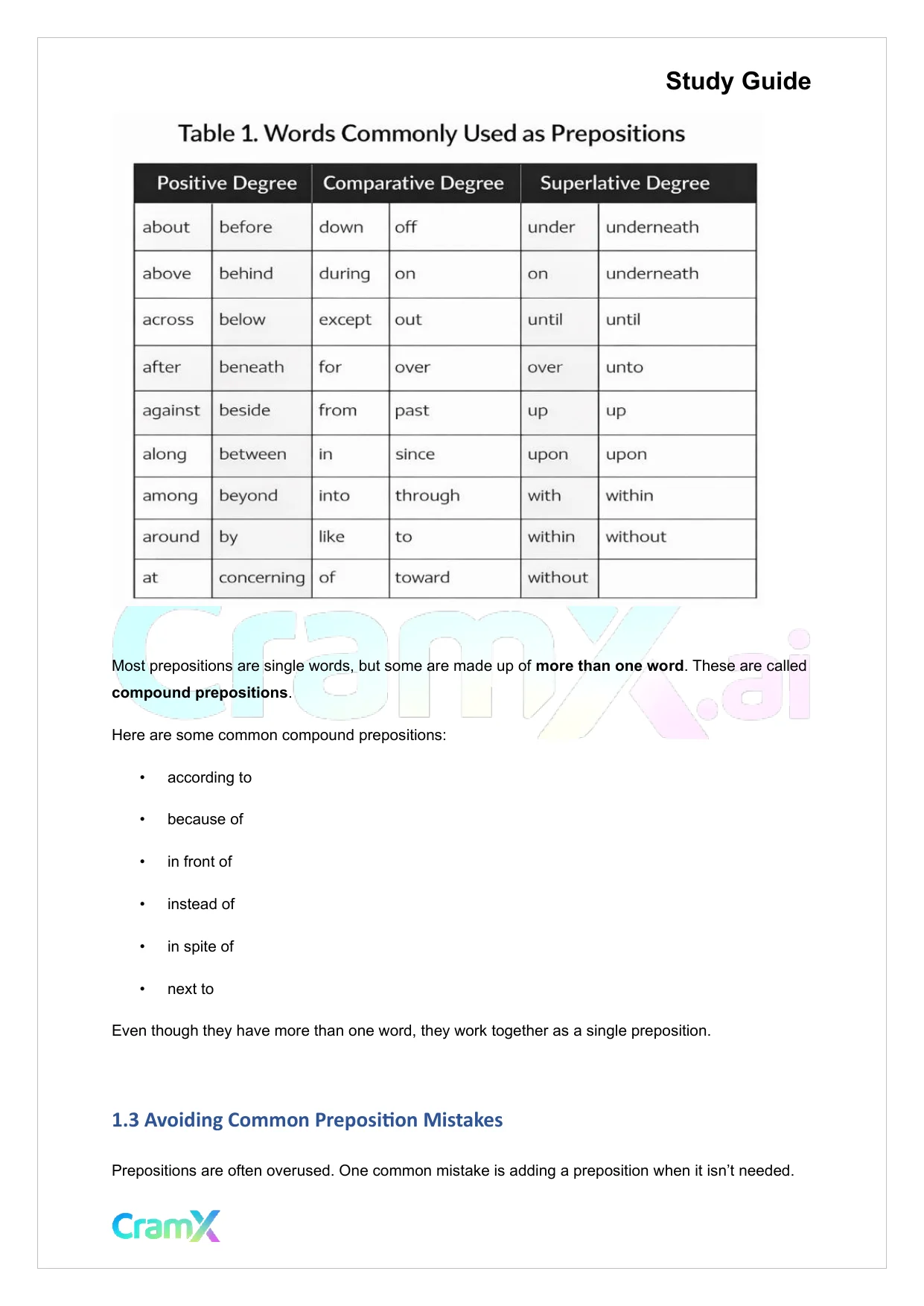 English - Connecting Words and Phrases Preposition - Page 2 preview image