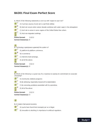 BA301 Final Exam Perfect Score - Page 1 preview image