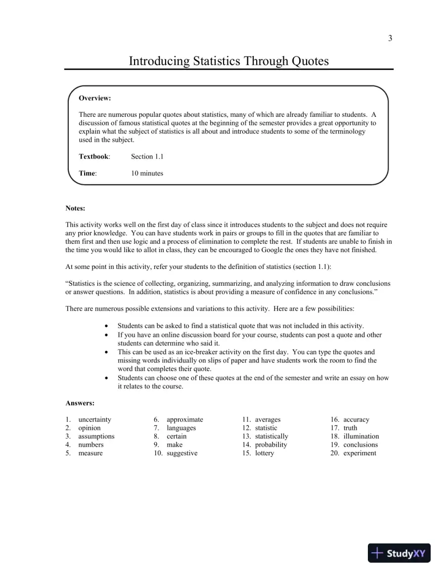 Solution Manual for Statistics: Informed Decisions Using Data, 6th Edition, page 9