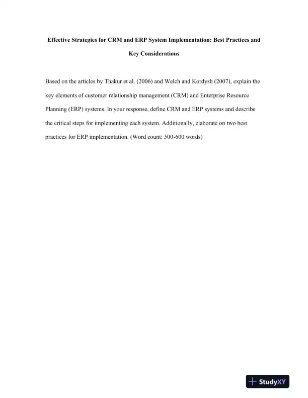 Effective Strategies for CRM and ERP System Implementation: Best Practices and Key Considerations - Page 1 preview image