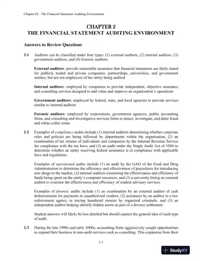 Solution Manual for Auditing and Assurance Services: A Systematic Approach, 11th Edition - Page 8 preview image