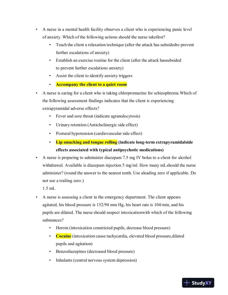 2023 ATI Mental Health Proctored Exam with Answers (60 Solved Questions), page 3