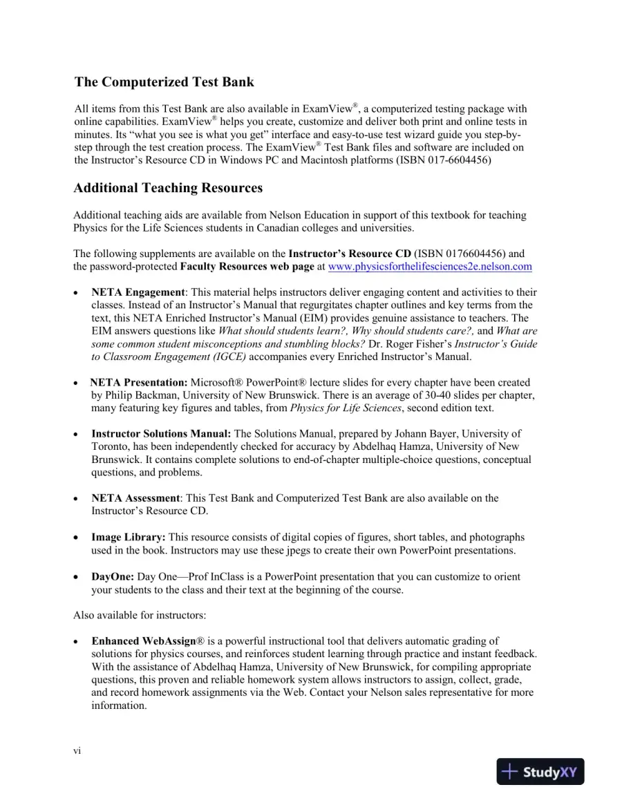 Physics For The Life Sciences , 2nd UK Ed. Edition Test Bank, page 8