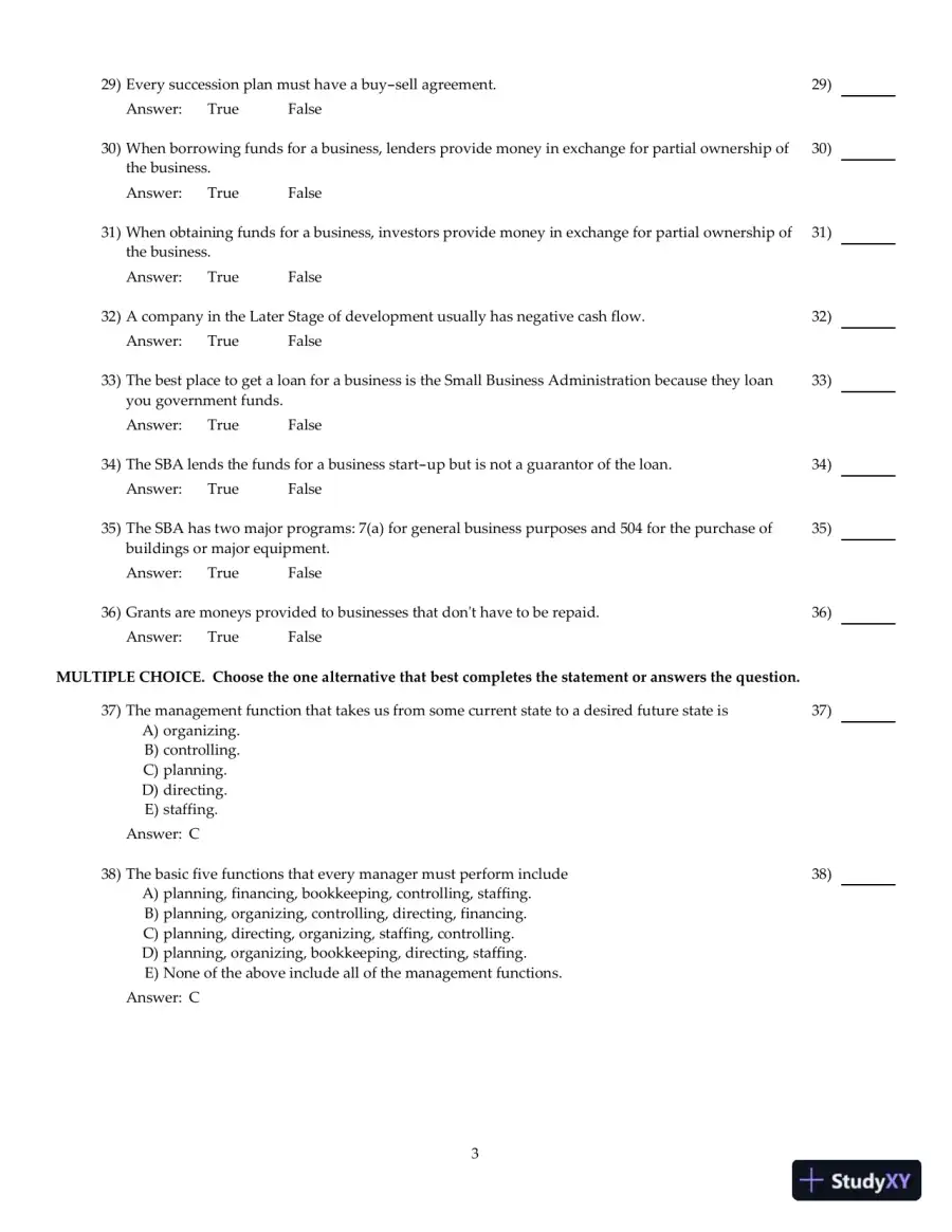 Entrepreneurial Finance, 6th Edition Test Bank, page 15