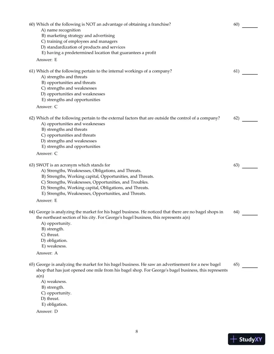 Entrepreneurial Finance, 6th Edition Test Bank, page 20