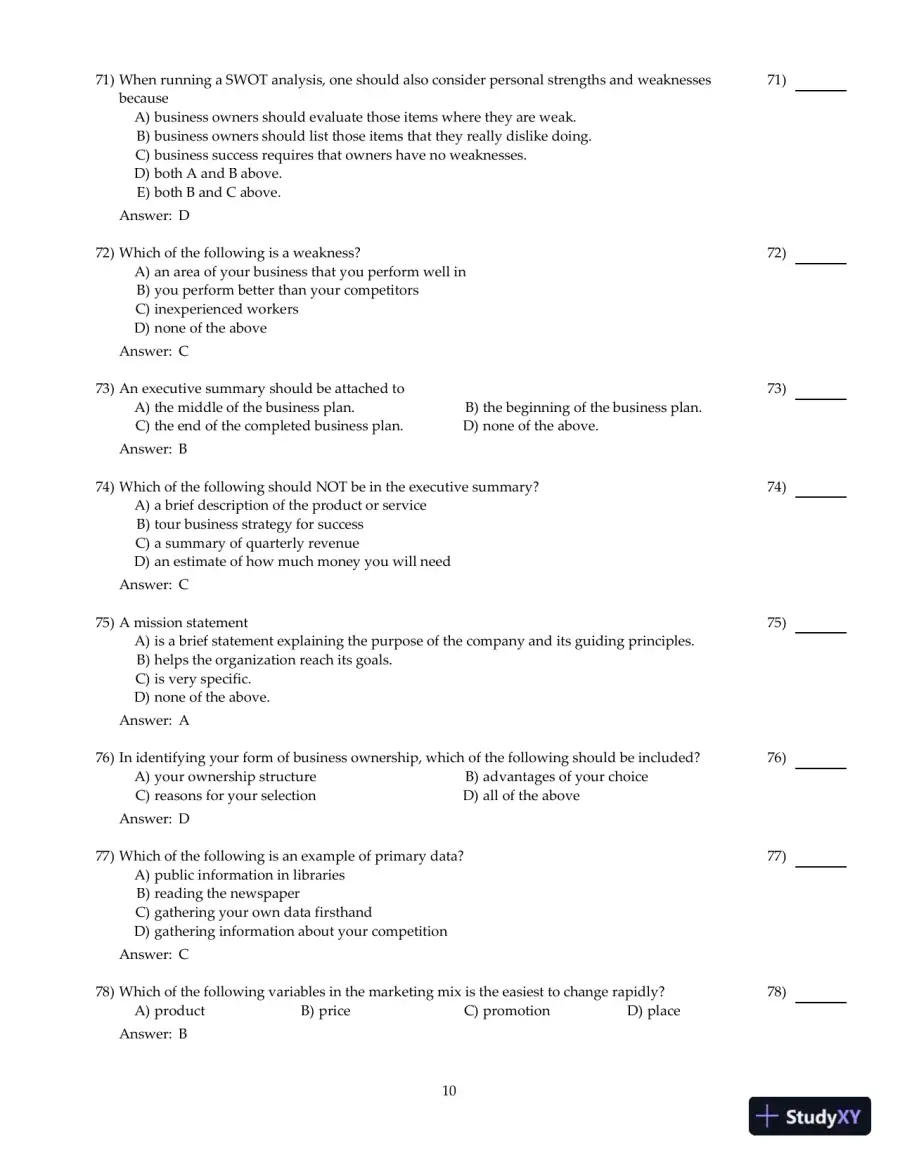 Entrepreneurial Finance, 6th Edition Test Bank, page 22