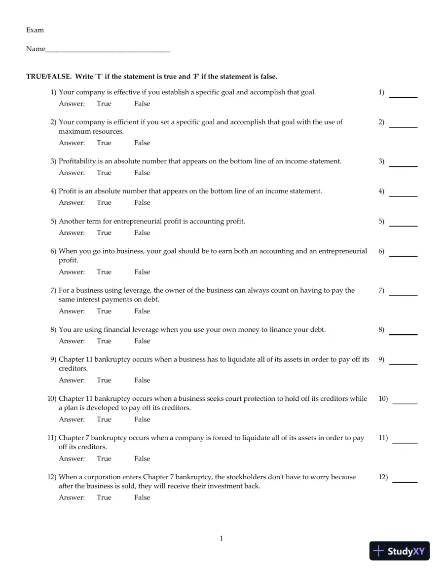 Entrepreneurial Finance, 6th Edition Test Bank, page 25