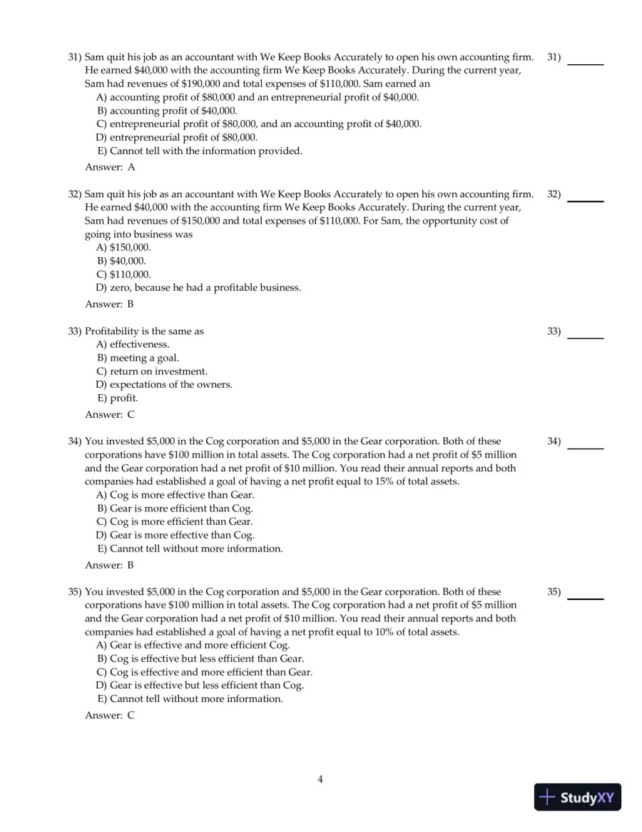 Entrepreneurial Finance, 6th Edition Test Bank, page 28