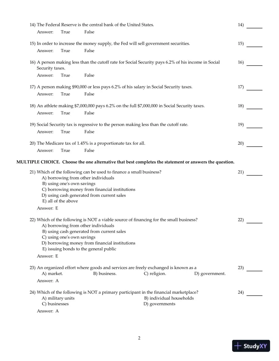 Entrepreneurial Finance, 6th Edition Test Bank, page 3