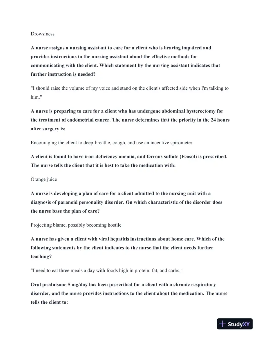 2024-2025 NCLEX Review Study Guide 5 with Answers (34 Solved Questions), page 3